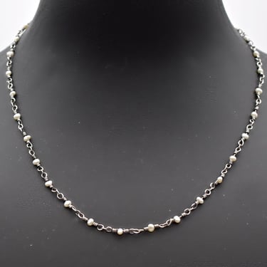 Dainty 70's 925 silver & seed pearls choker, elegant white pearl sterling boho bride necklace 