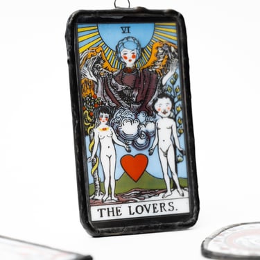 'The Lovers' Glass Tarot Art Ornament