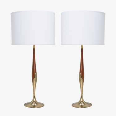 Walnut & Brass Lamps by Laurel