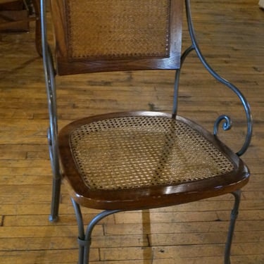 Cane Back Chair w Pewter Legs and Arms
