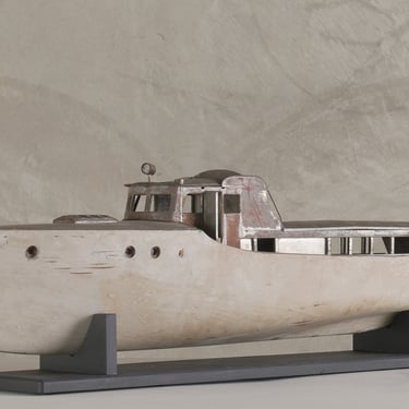 LARGE  METAL FOLK MODEL POND YACHT