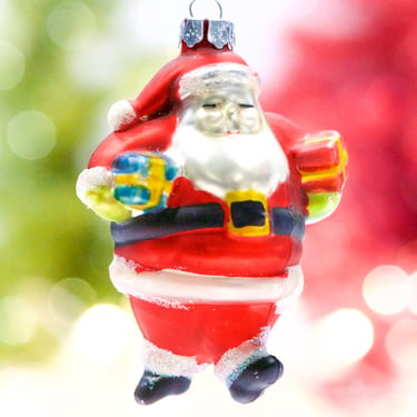 VINTAGE: Santa Figural Glass Ornament - Hand Painted Blown Glass Ornament - Christmas Ornament - SKU 30-402-00033022 