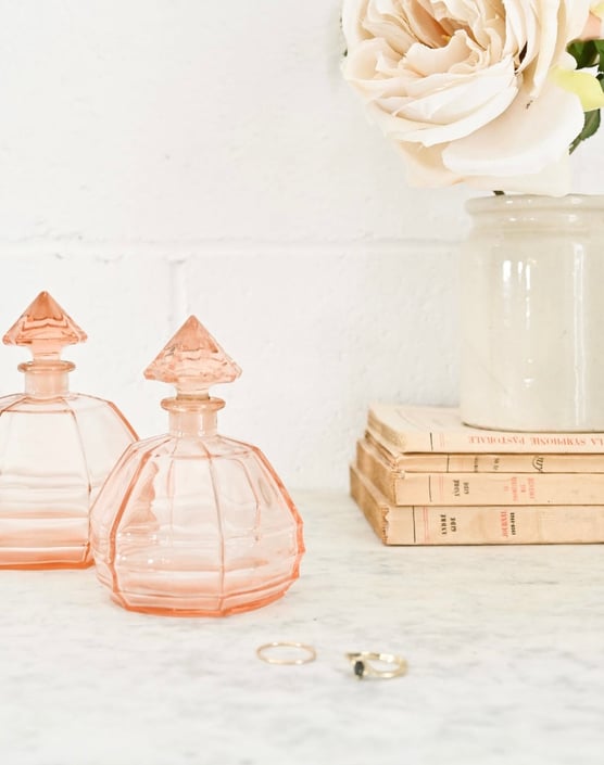 1950s French pink glass perfume bottle