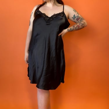 1990s Classic Black Slip Dress, sz. 3XL