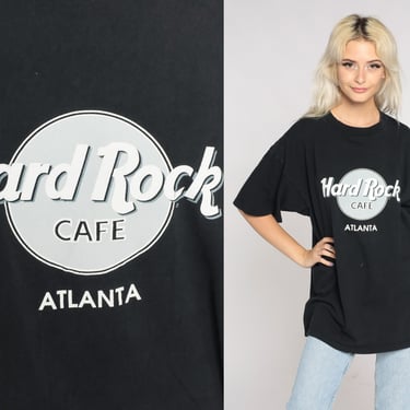 Hard Rock Cafe Shirt Black Atlanta Georgia Tshirt 90s Tee Graphic Vintage Tourist Travel Retro 1990s Extra Large xl 
