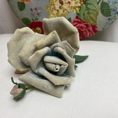 Vintage millinery flowers~ Floral adornment sewing hats hair decor antique silk flowers assorted 30’s 40’s 50’ light blue velvet Rose 