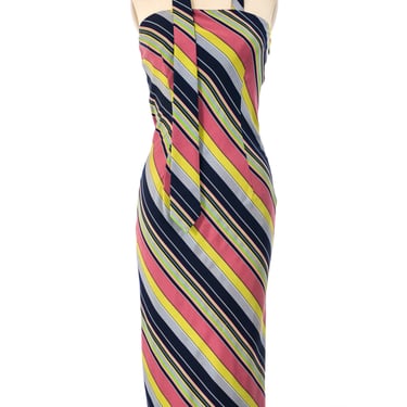 Maison Martin Margiela Rainbow Striped Tie Neckline Dress