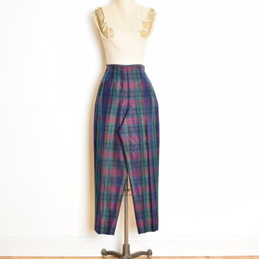 vintage Y2K pants TALBOTS plaid silk taffeta tapered high waisted trousers M 10 clothing 