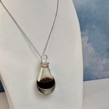 Elsa Peretti Bottle Necklace Halston Perfume Vintage Designer Jewelry Original 925 Sterling Silver 23" Chain Highly Collectible Gift for Her 