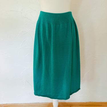 80s Turquoise A-Line Knit Sweater Skirt | Medium 28