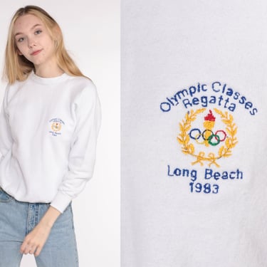 Olympic Regatta Sweatshirt Long Beach 1983 Rowing Shirt Crewneck Sweatshirt 80s Long Sleeve Slouchy 1980s Vintage Raglan Sleeve Small 