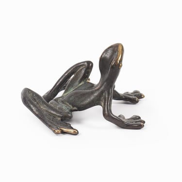 Michael Storey Bronze Lizard Miniature Sculpture Mid Century Modern 