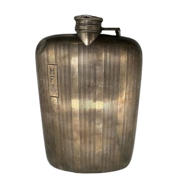 Sterling Silver Free mason Prohibition Hip Flask by Elgin E.A.M. 