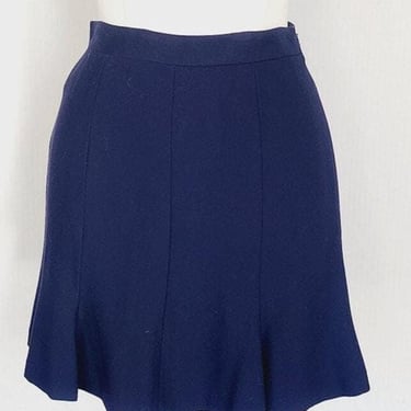 1980s Norma Kamali Short Skirt Navy Blue Wool 