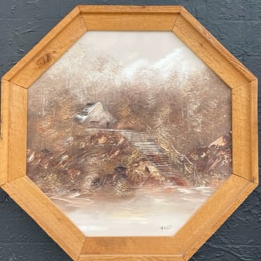 Forest Painting signed in Octagon Frame