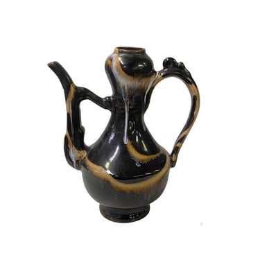 Chinese Ware Black Brown Glaze Ceramic Jar Vase Display Art ws3024E 