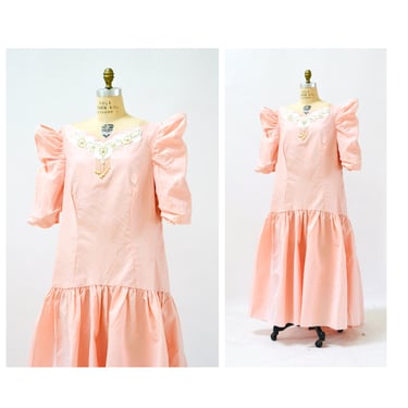 80s Prom Dress Pink Sequin Dress Gown XL XXL Plus Size// Vintage 80s Pink Pageant Princess Gown Dress Bridesmaid Party xxl Cinderella dress 