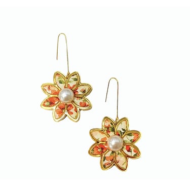 Sample Sale Rust Fall Floral Daisy Drop Earrings