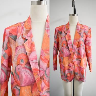 1980s Pink Abstract Print Jacket 