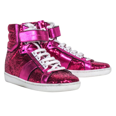 Yves Saint Laurent - Pink Glitter High Top Sneakers Sz 5
