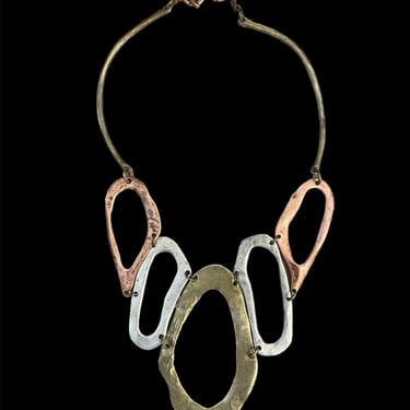 Yvonne Rosenquist Mixed Metal Collar Necklace - Brass, Copper, & Silver 