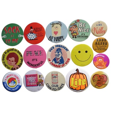 Vintage Pinback Button -  60s 70s Groovy Humor Themes - Misc. Novelty Pins - You Choose - Genuine Vintage Pin Button 