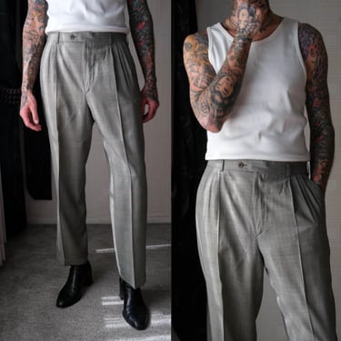 Vintage 80s ZANELLA Gray Wool Flannel Pleated Cuffed | The Vault