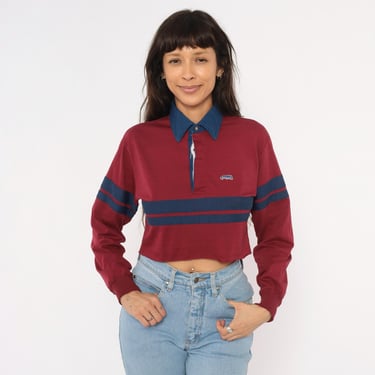 Cropped Polo Shirt Y2K Black Red Striped | Shop Exile - Tucson, AZ