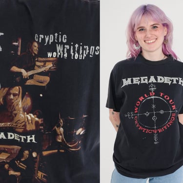 Megadeth T Shirt 1997 Cryptic Writings Shirt 90s Thrash Metal TShirt Band T-Shirt Graphic World Tour Concert Tee Vintage 1990s Medium Large 