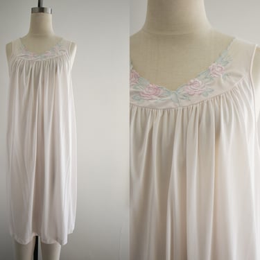 1980s Shadowline Pale Pink Night Gown 