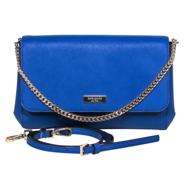 Kate Spade - Blue Textured Leather Convertible Crossbody Bag