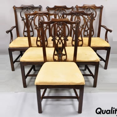 Drexel Heritage Chippendale Georgian Style Mahogany Dining Chairs - Set of 6