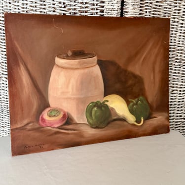 Vintage Oil Painting, Still Life, Artist Signed, Mid Century Art, OOAK Wall Decor, Not Framed, 1969 