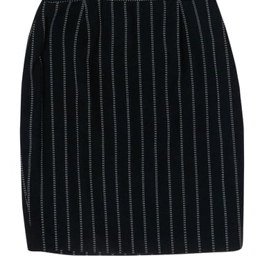 Escada - Black Wool Blend Pencil Skirt w/ Contrast Stitching Sz 10