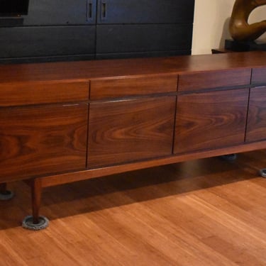 Newly-restored, extra-long Brazilian Rosewood sideboard/credenza by ib Kofod Larsen for Faarup Møbelfabrik (90.5" long) 