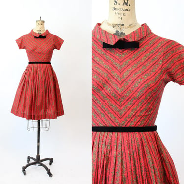 1950s TOMMY CAROL cotton floral dress xxs | new fall winter 