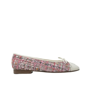 Chanel Pink Tweed with White Toe Flats