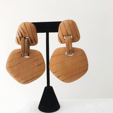 vintage earrings wooden earrings handmade earrings statement earrings dangle earrings drop earrings geometric big earrings 