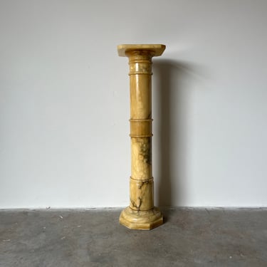 Vintage Italian Carved Alabaster Column Pedestal 