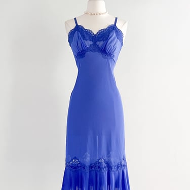 Lovely 1950's Blue Lace Slip Dress  / Sz M
