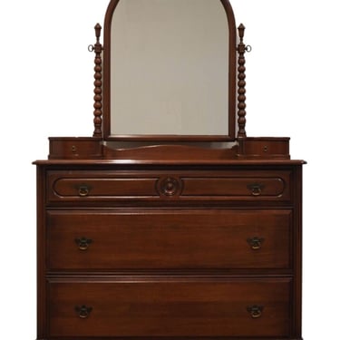 Vintage Antique SPRINGFIELD FURNITURE Co. 45" Solid Walnut Traditional Style Chest w. Mirror 3625 