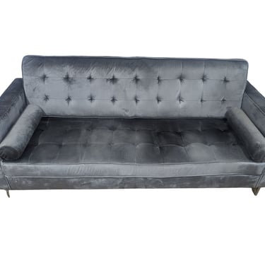 Blue Microfiber Contemporary Couch