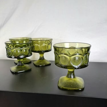 Vintage Avocado Green Glass Drinking Glasses (set of 4) 