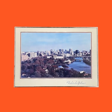 Vintage Philadelphia Skyline Print 1980s Retro Size 23x32 Contemporary + Terry Burns + Philly + Art Museum + Schuylkill River + Wall Art 