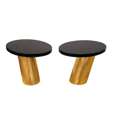 Karl Springer Rare Pair of "Mushroom Coffee Tables" 1990 (Signed and Dated)
