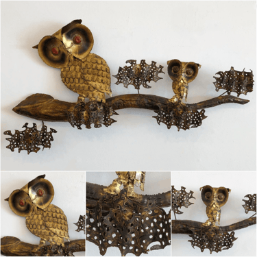 Torch Cut Metal Owl Wall Sculpture 