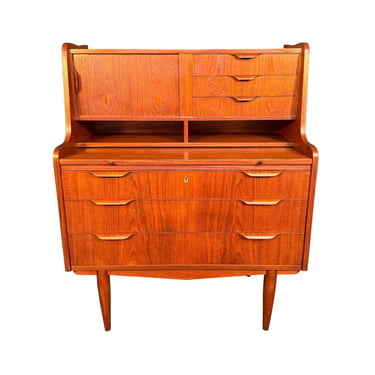 Vintage Danish Mid Century Modern Teak Secretary Desk 