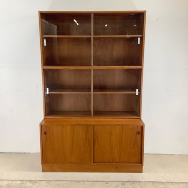 Danish Modern Teak Bookcase With Cabinet Base 