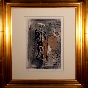 Georges Braque Untitled Torero Signed Lithograph on Paper 34/75 Framed 1950s 
