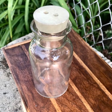 Vintage Glass Lab Bottle Rubber Cork Stopper Apothecary Pharmacy Laboratory Medicine science 